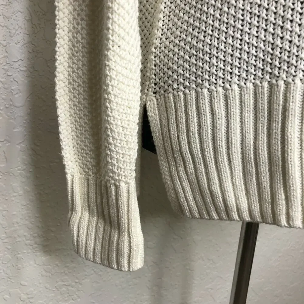 Seafolly Australia Sand Dunes white open knit linen blend sweater size XS NWT